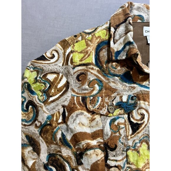 Vintage 90s Chicos Blazer Jacket Womens Size 1 Brown Floral Button Lined Ladies. - Picture 4 of 11